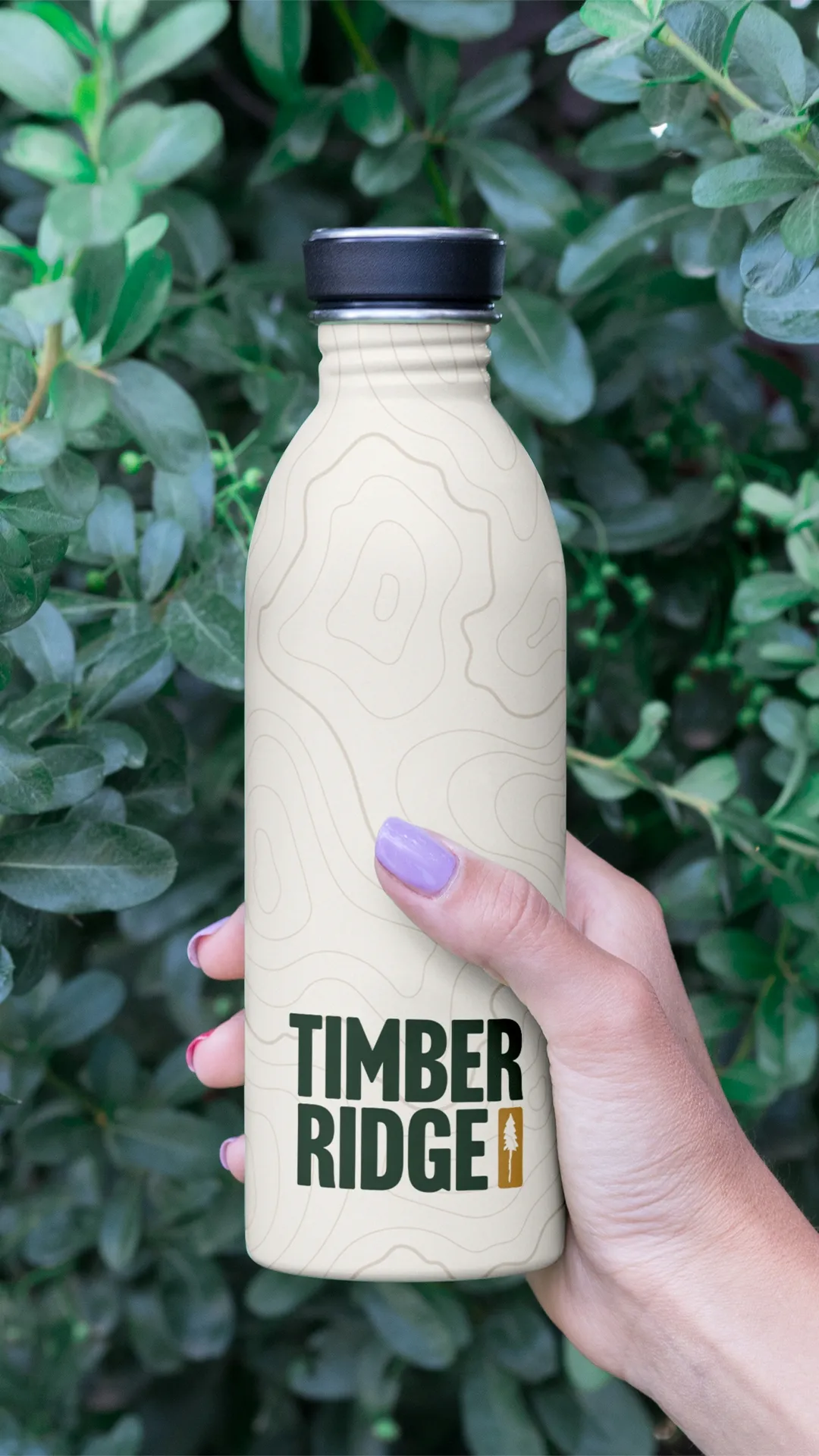 Branded water bottle design for Timber Ridge Apartments