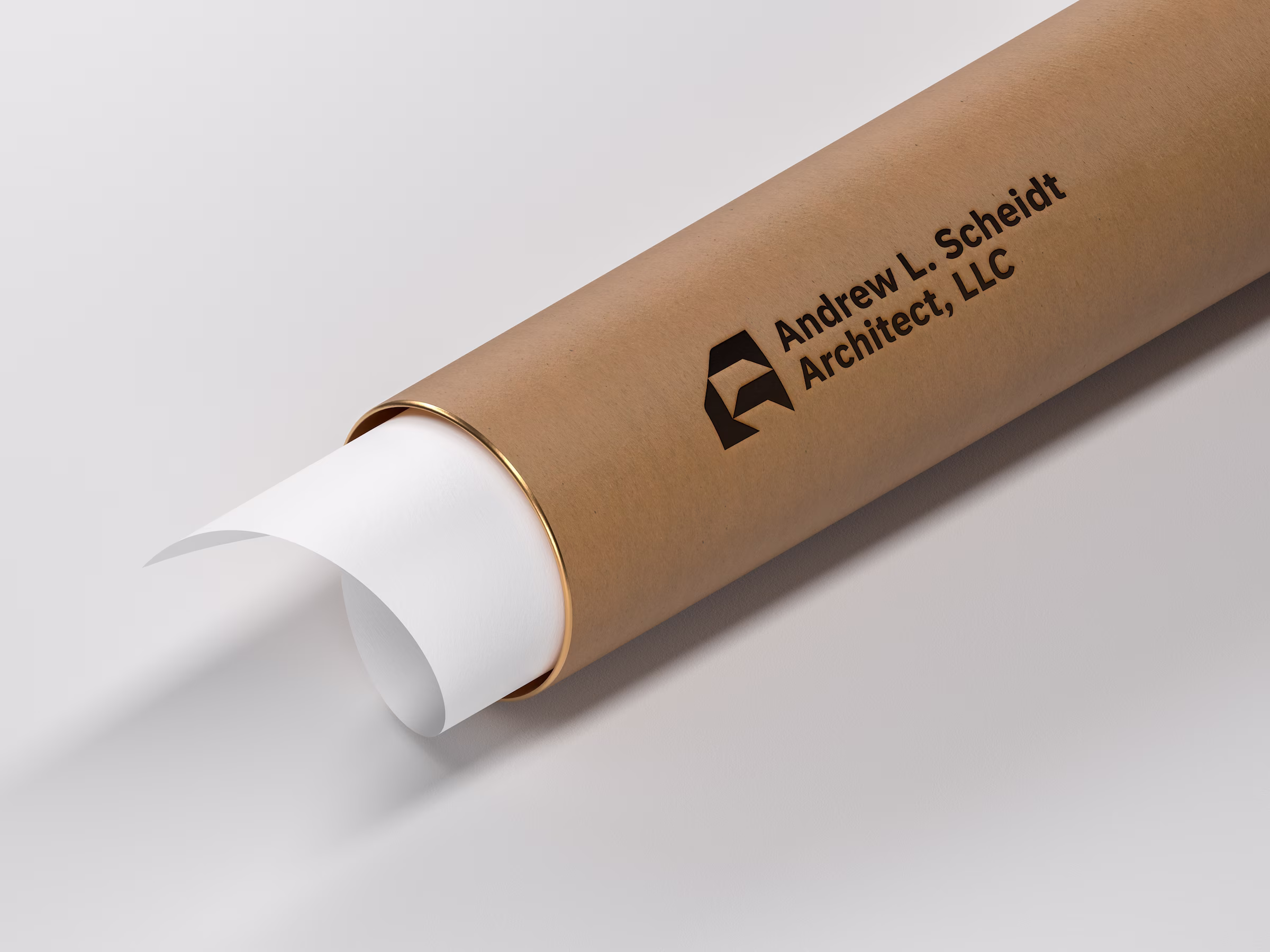 Branded drawing tube for Andrew L. Scheidt, Architect