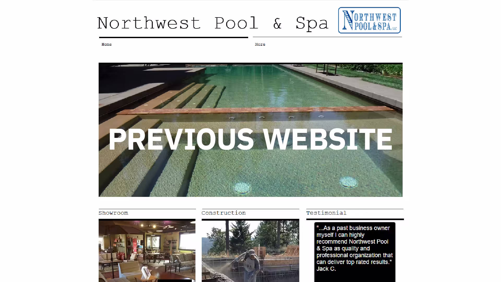 Previous Northwest Pool & Spa website before the redesign