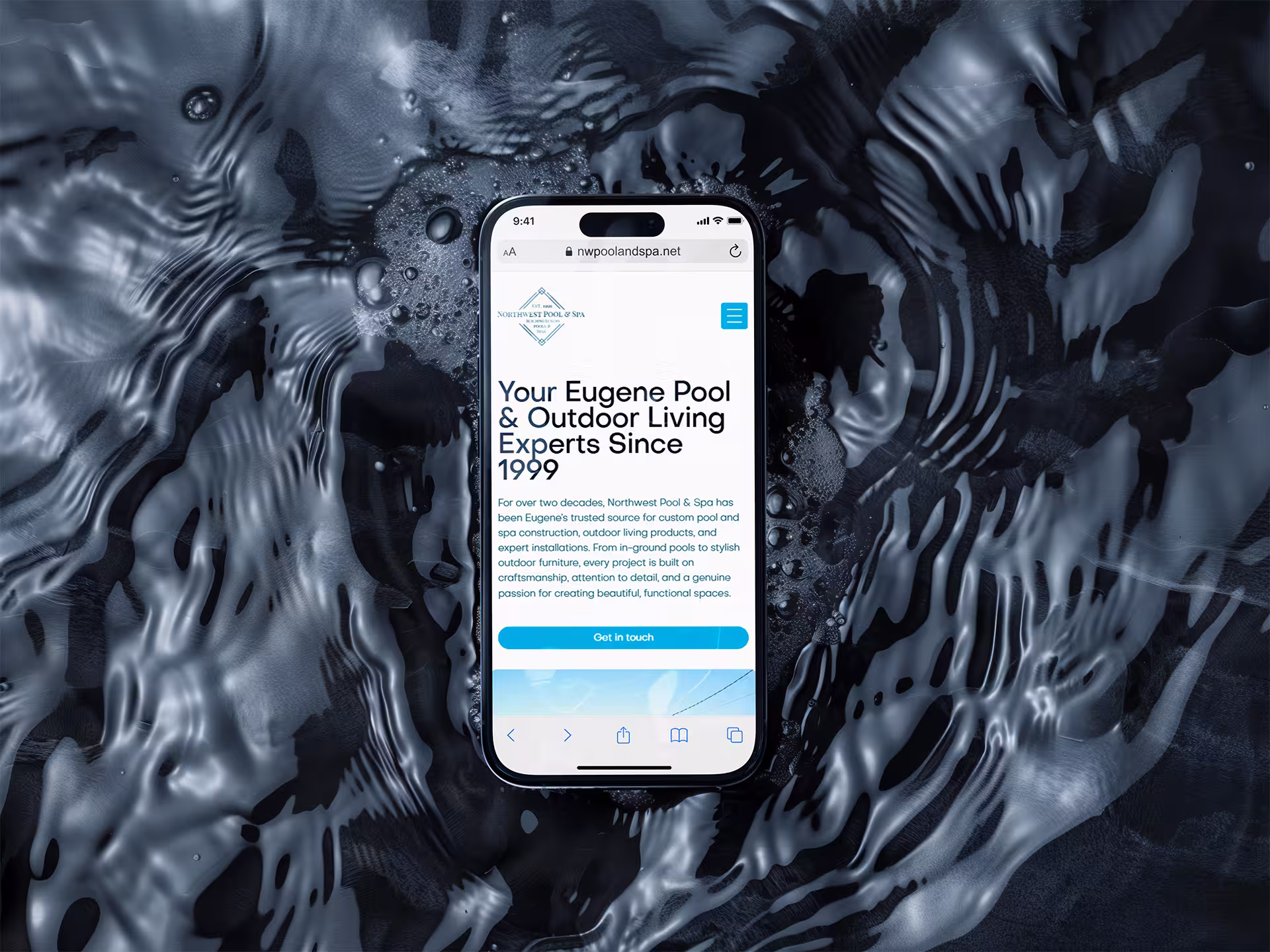 Mobile phone view of the Northwest Pool & Spa website