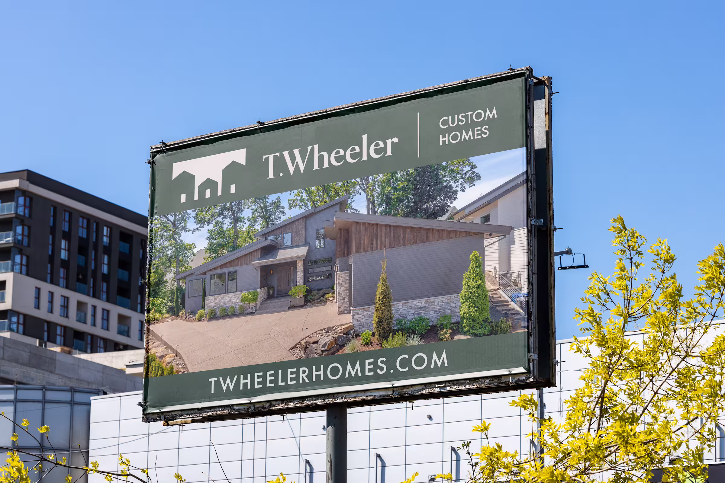 Billboard for the T. Wheeler Homes brand identity