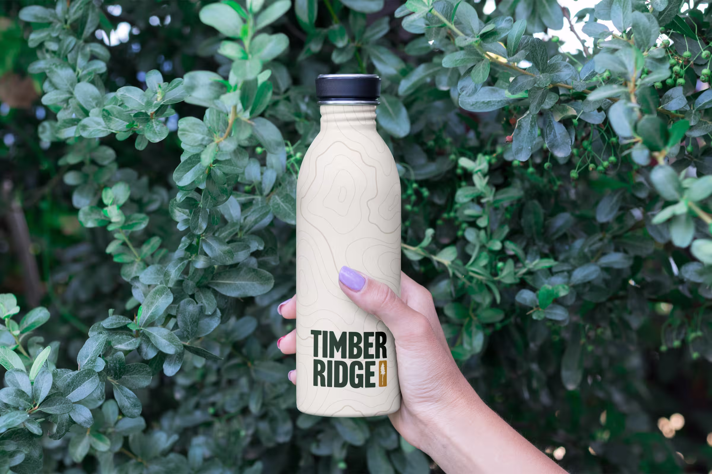 Branded water bottle design for Timber Ridge Apartments