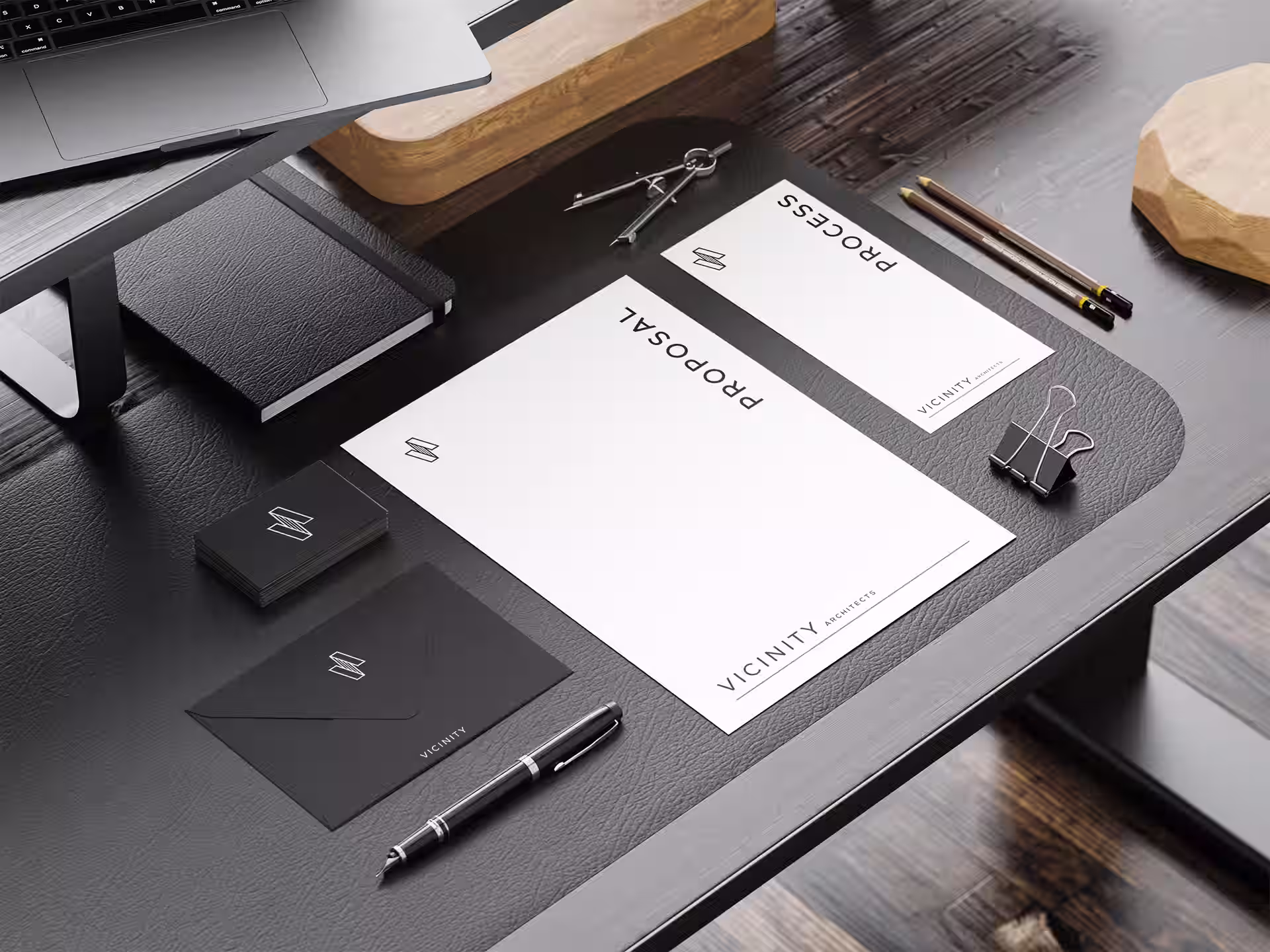 Branded stationery design for Vicinity Architects