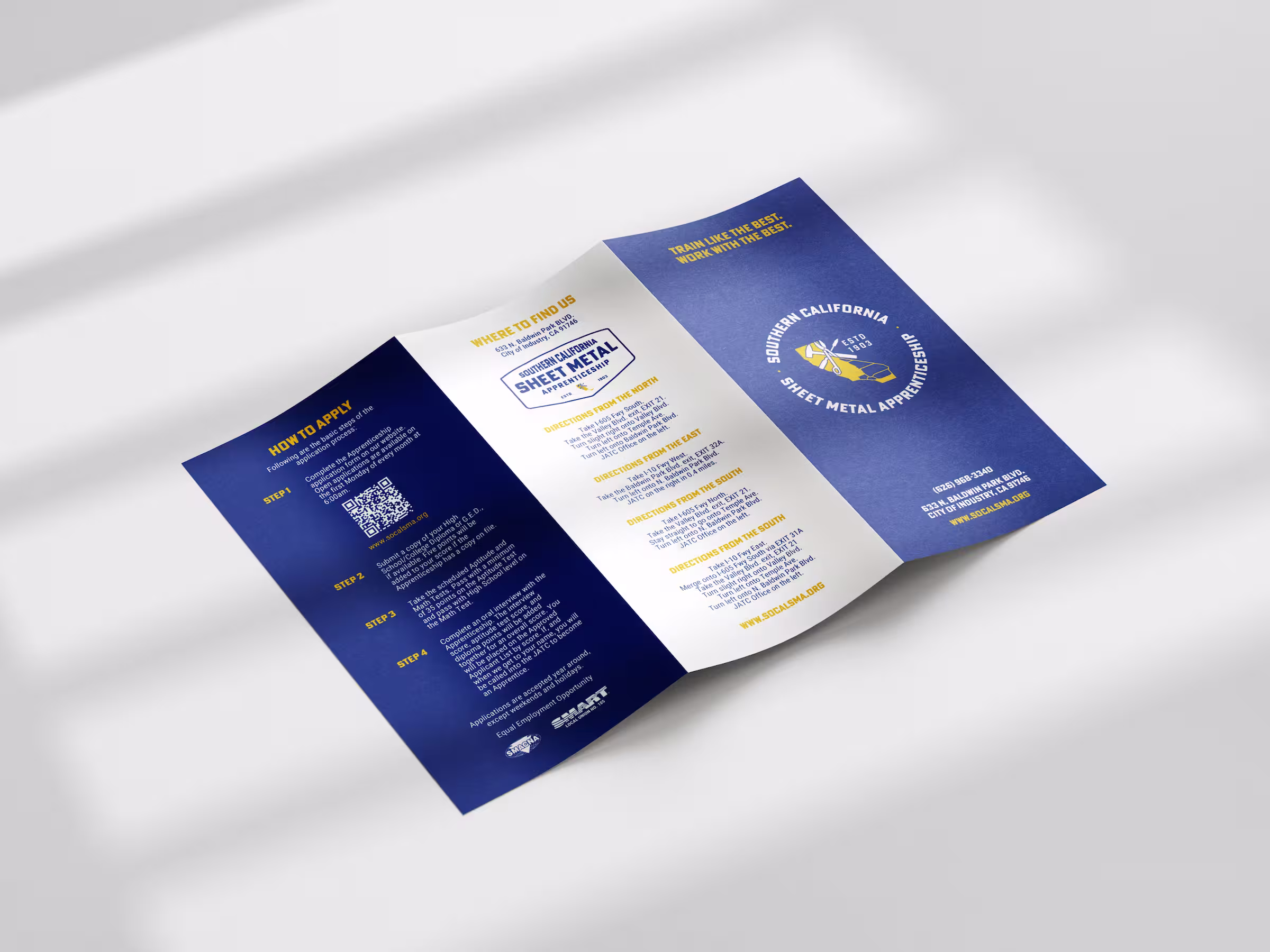 Exterior spread of recruitment brochure for Southern California Sheet Metal Apprenticeship