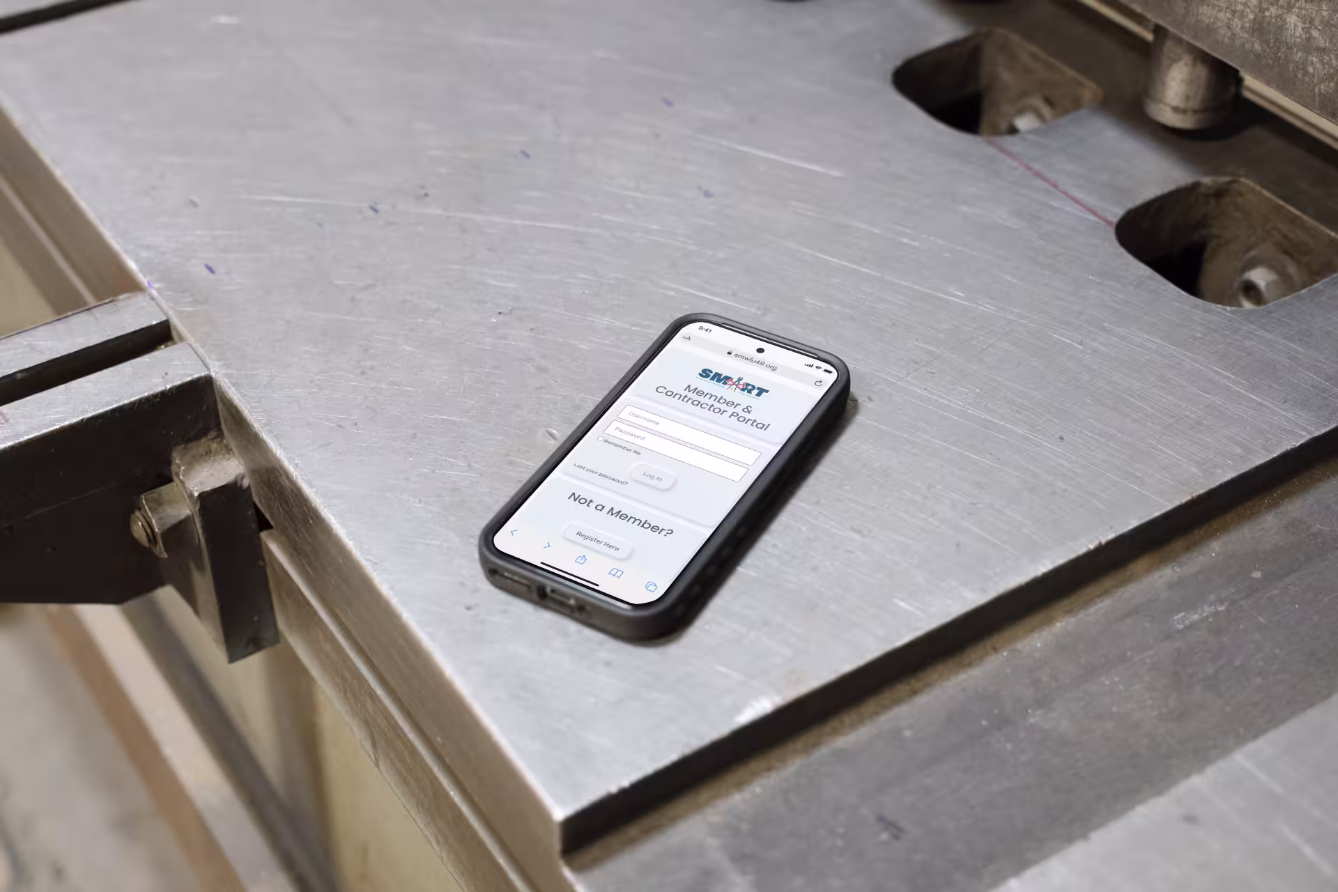 Member portal interface on the SMART Sheet Metal Workers LU 49 website