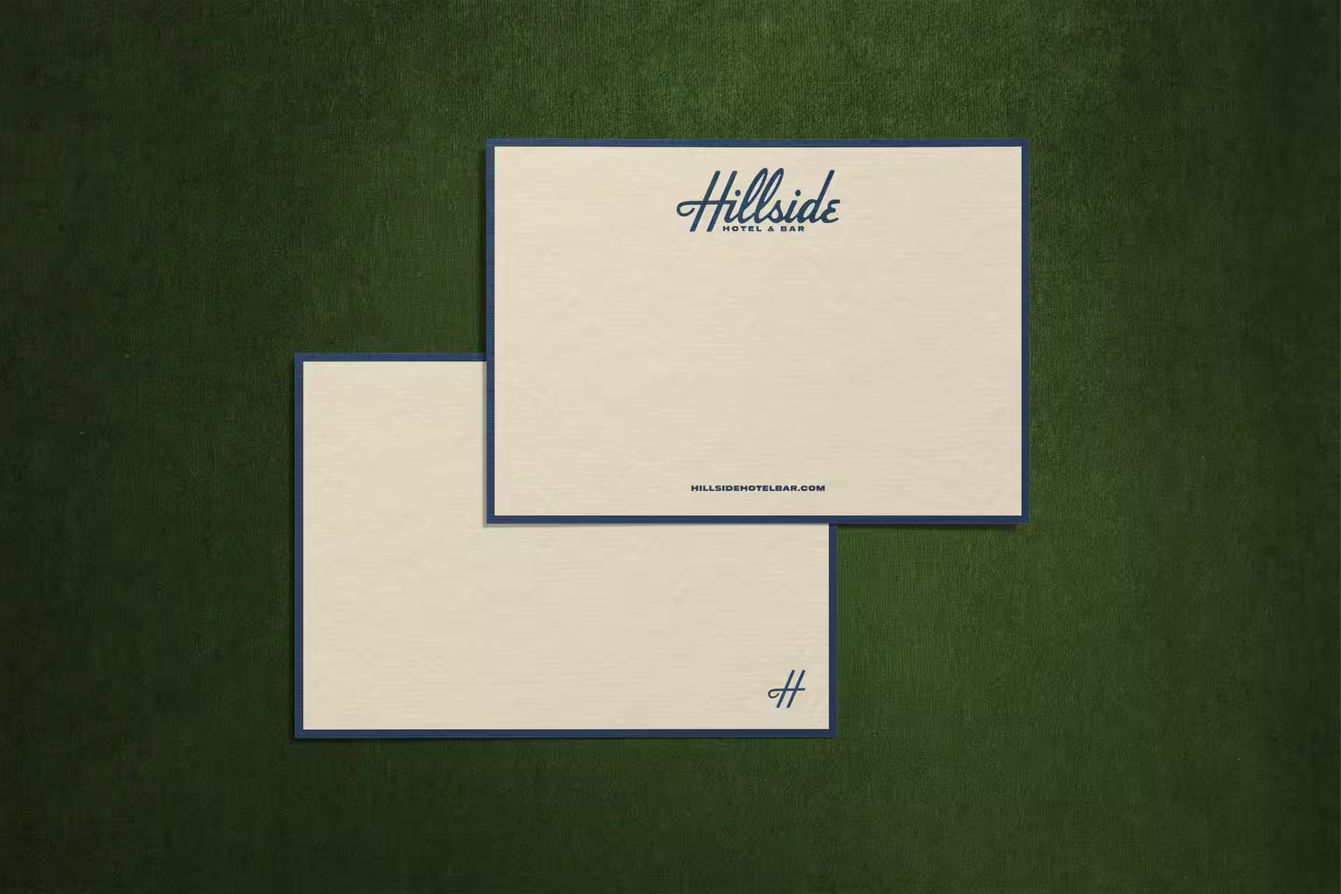 Branded postcard design for Hillside Hotel & Bar