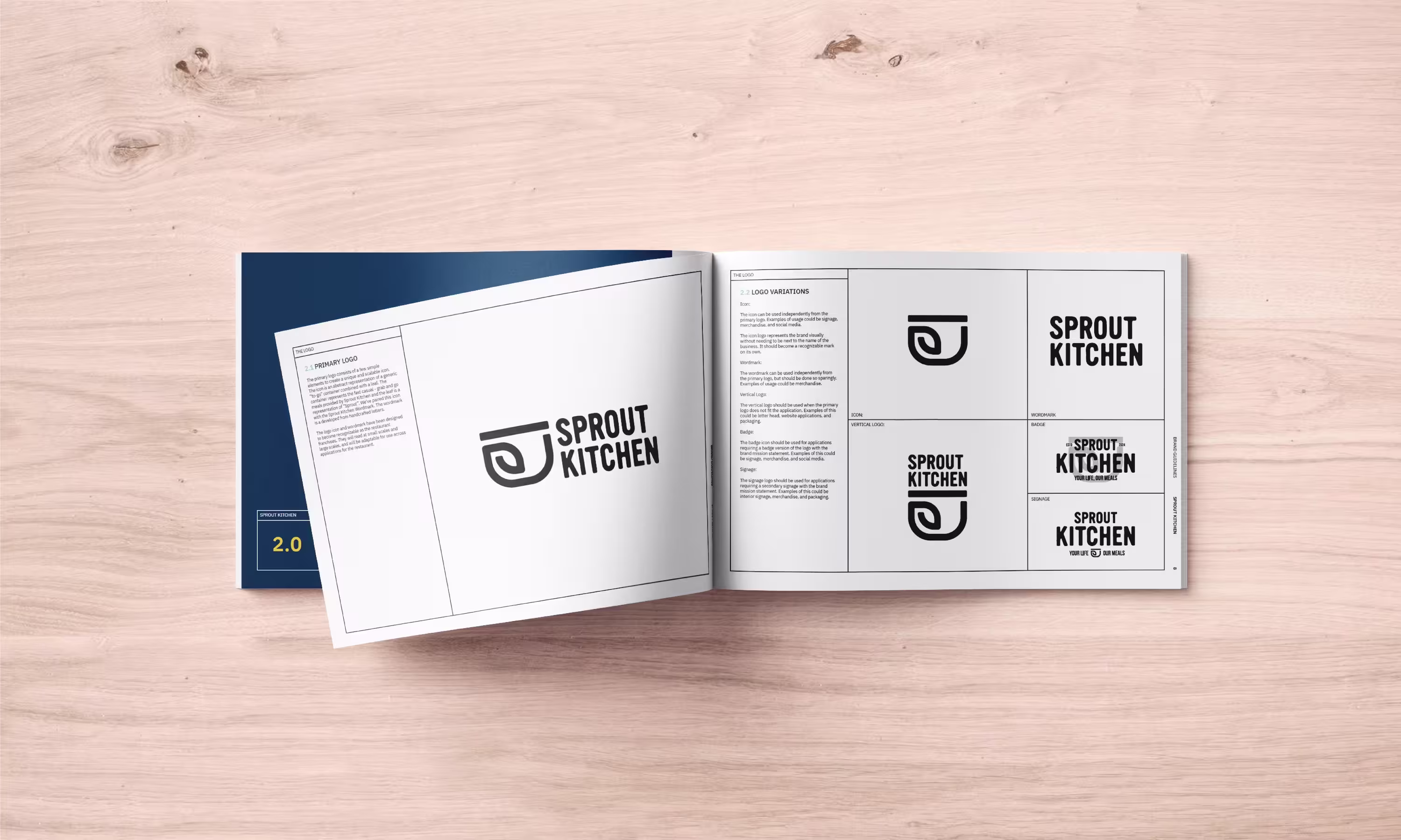 Brand guide spread for Sprout Kitchen