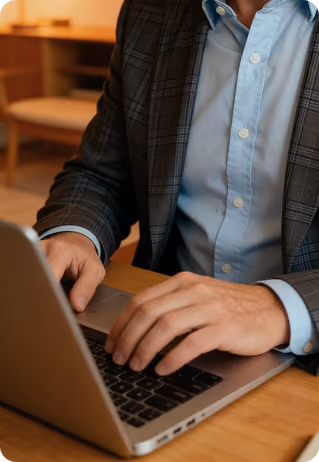 Osoba pracująca na laptopie w biurze