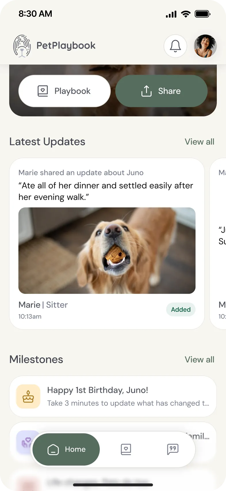 Marie shared an update about Juno: Ate all of her dinner and settled easily after her evening walk