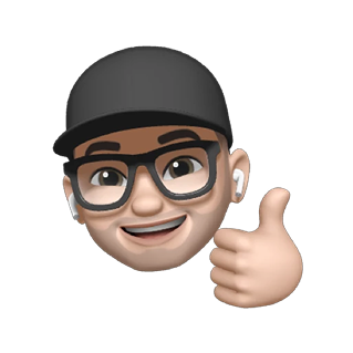 3D emoji of a person with glasses, a black cap, and white earbuds giving a thumbs-up sign.