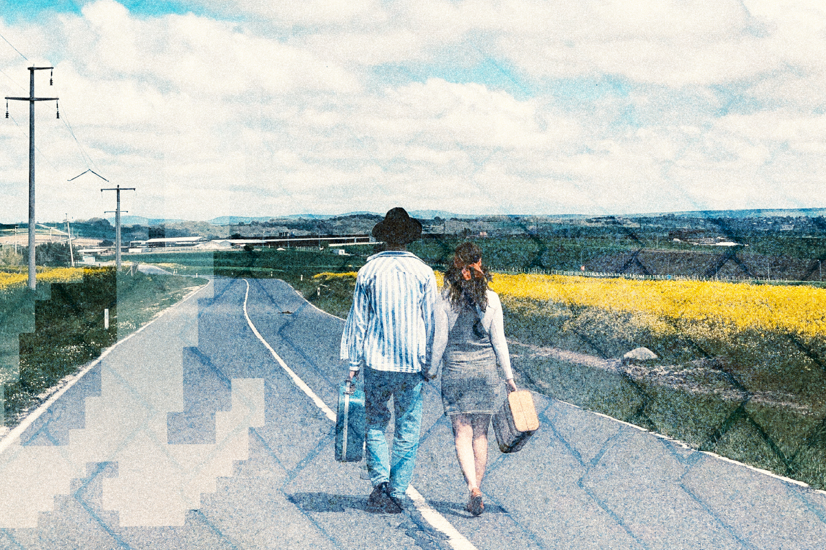 Couple in a relaxed setting, Contact page background