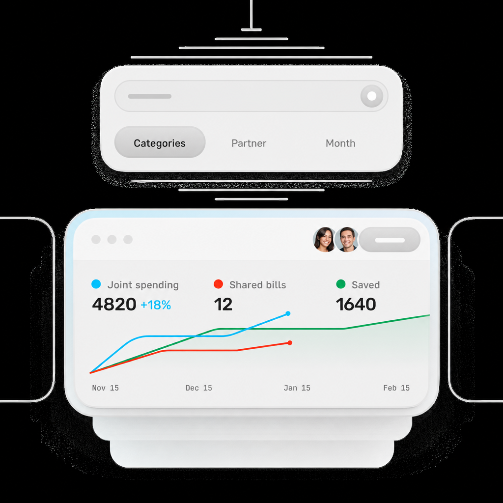 Duravol dashboard showing joint household spending clarity and overall progress.