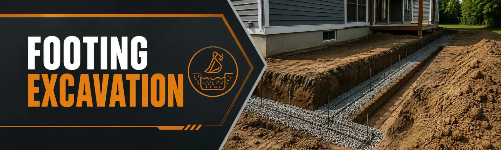 Footing excavation for a new foundation