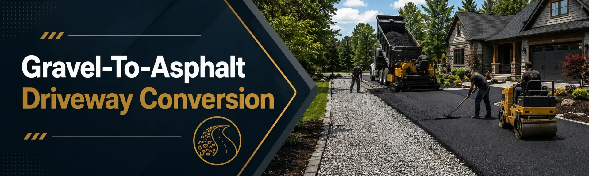 Gravel to asphalt driveway conversion