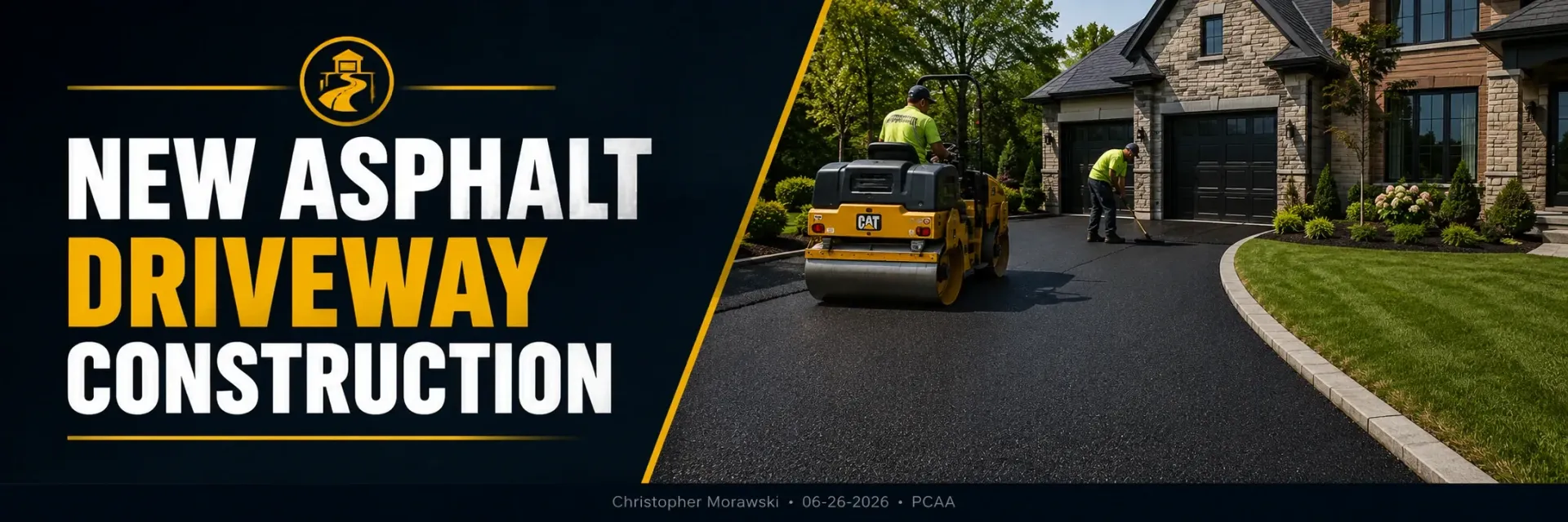 New asphalt driveway construction in Tess Corners, WI