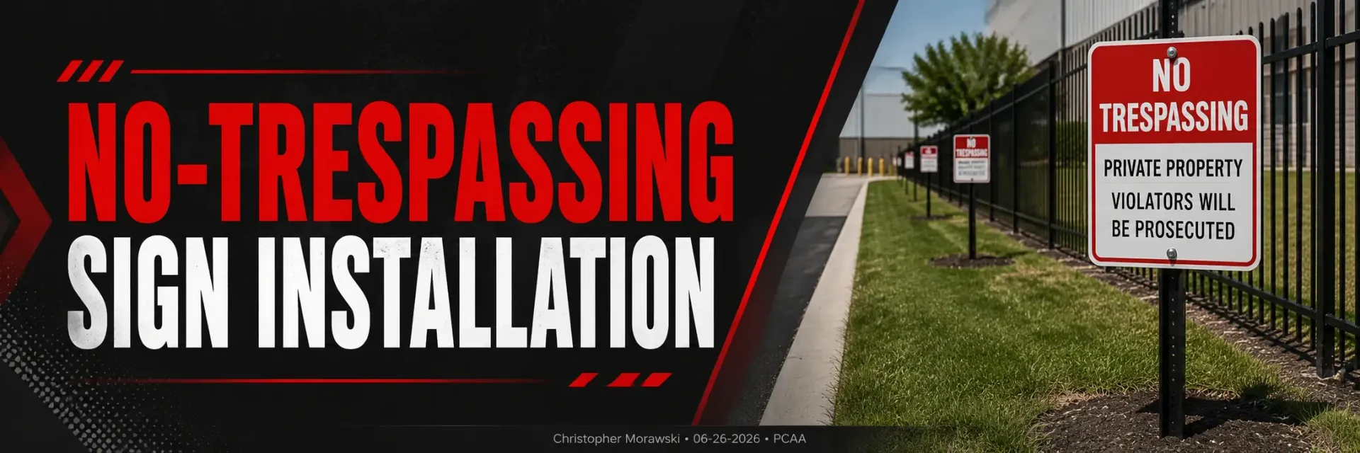 No trespassing sign installation in Muskego, WI