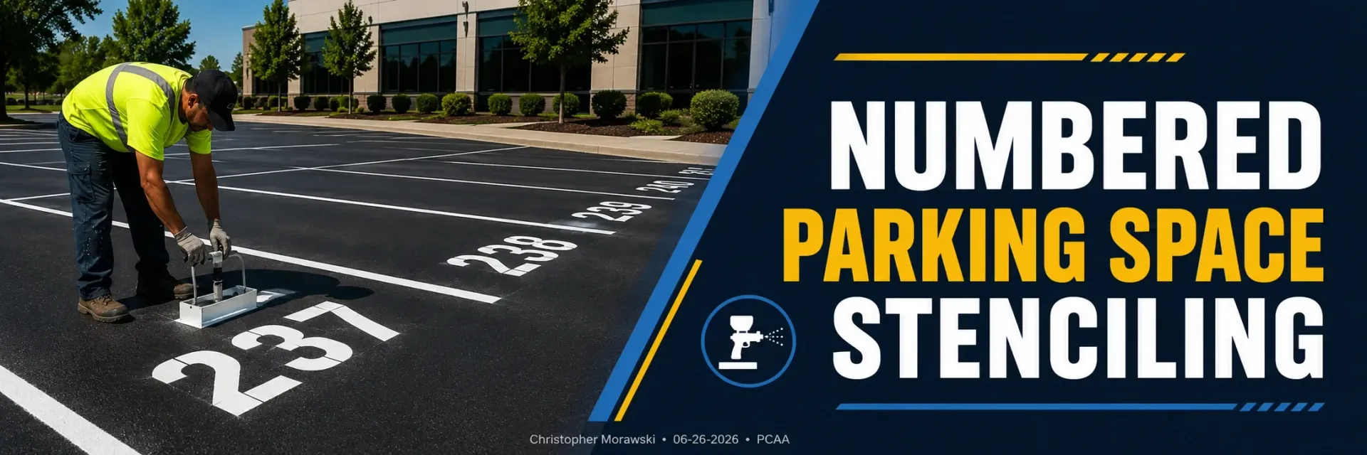 Numbered parking space stenciling in New Berlin, WI