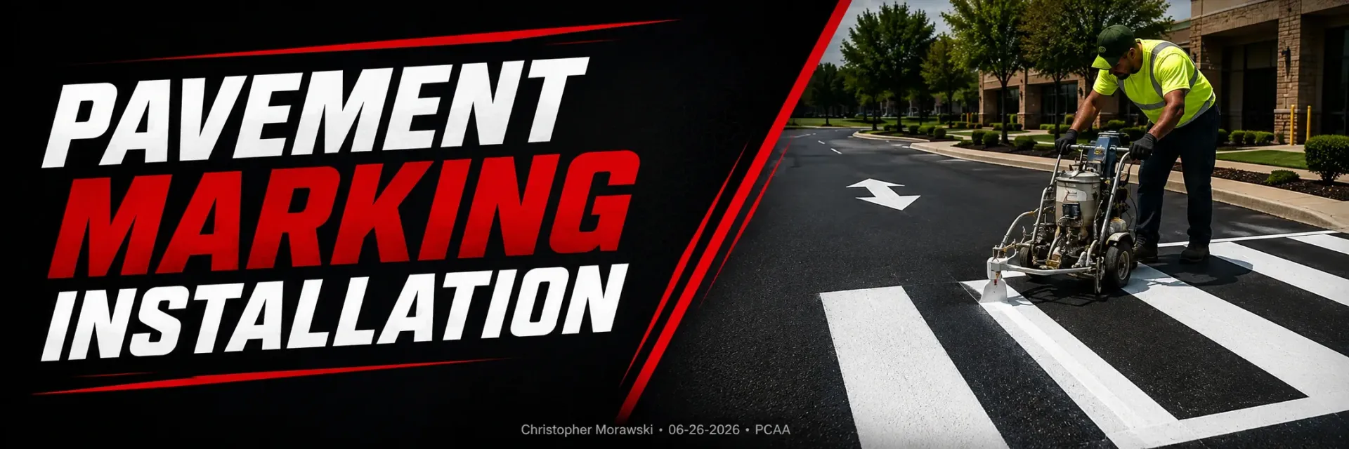 Pavement marking installation in Tess Corners, WI