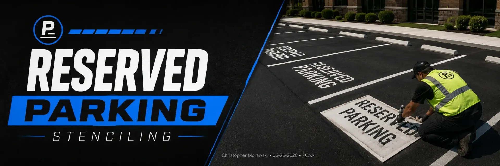 Reserved parking stenciling in Big Bend, WI