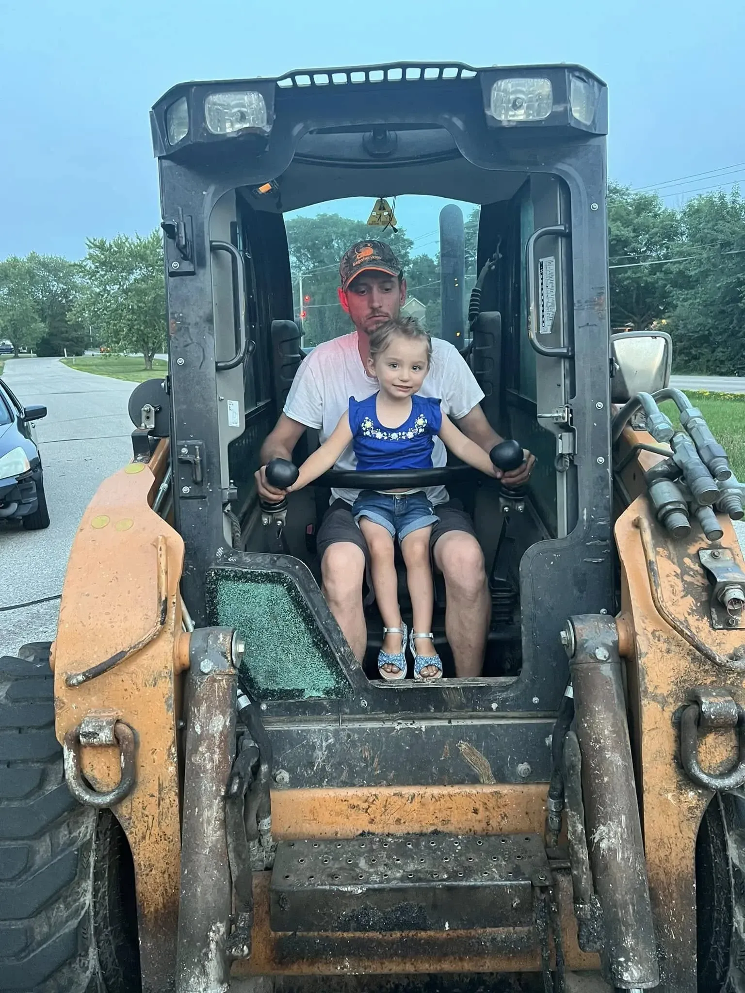 Alexis Morawski, with her father learning the ropes at Purpose Contracting Asphalt