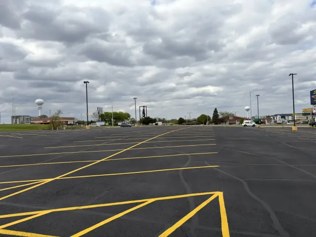 Clean parking layout after striping