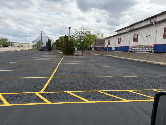 Completed commercial sealcoating and striping