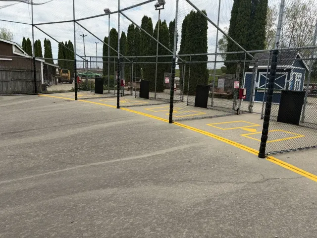 Newly striped asphalt parking area