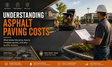 Asphalt paving experts are completing a pavement job for residential and commercial use. The clear project estimate is out for display after an honest estimate.