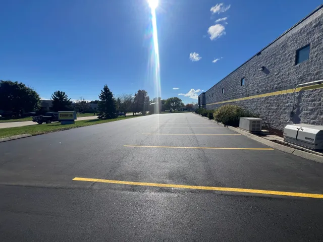 Completed asphalt parking lot by Purpose Contracting Asphalt in Southeastern Wisconsin, project photo 5 of 12