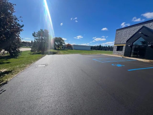 Completed asphalt parking lot by Purpose Contracting Asphalt in Southeastern Wisconsin, project photo 4 of 12