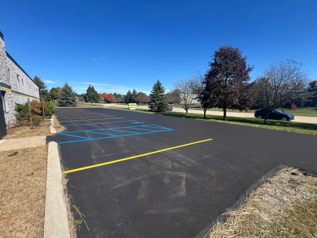 Completed asphalt parking lot by Purpose Contracting Asphalt in Southeastern Wisconsin, project photo 2 of 12