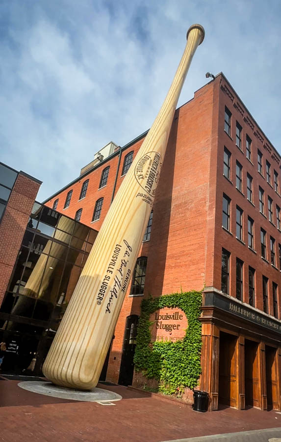 The giant baseball bat outside the Louisville Slugger Museum