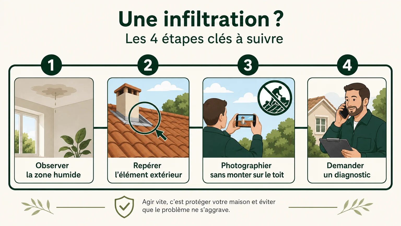 Checklist pour décrire un problème de toiture