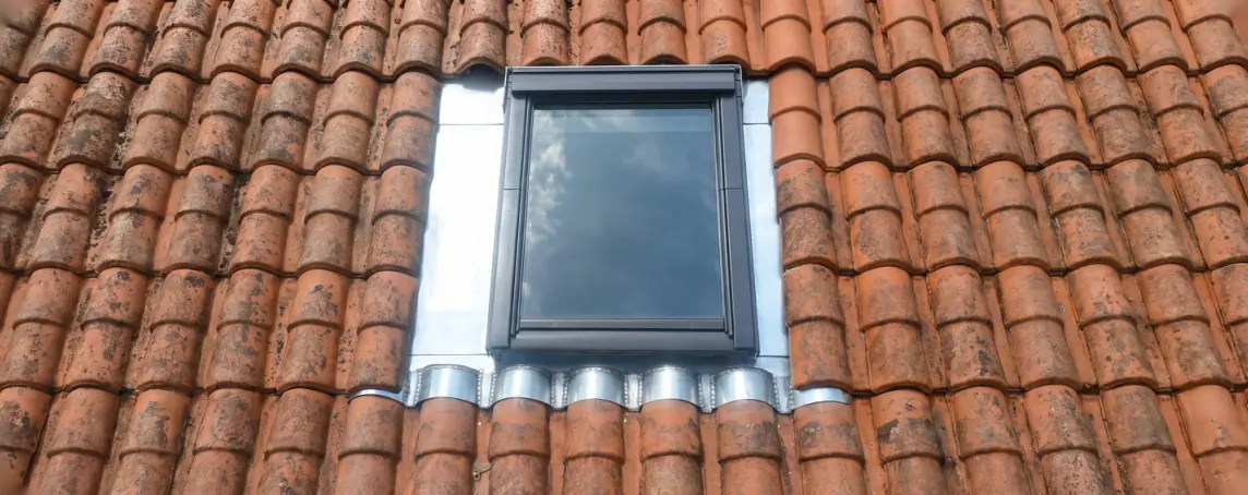 Fenêtre de toit récente installée en remplacement d'un ancien Velux sur une toiture en tuiles canal