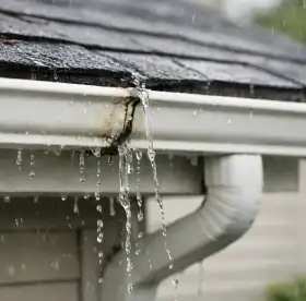 Gouttière qui déborde sous la pluie avant un remplacement de gouttière à Bayonne