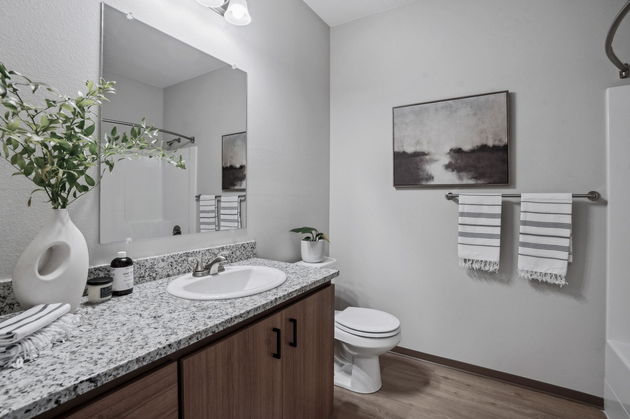 Staged Bathroom with Granite Vanity