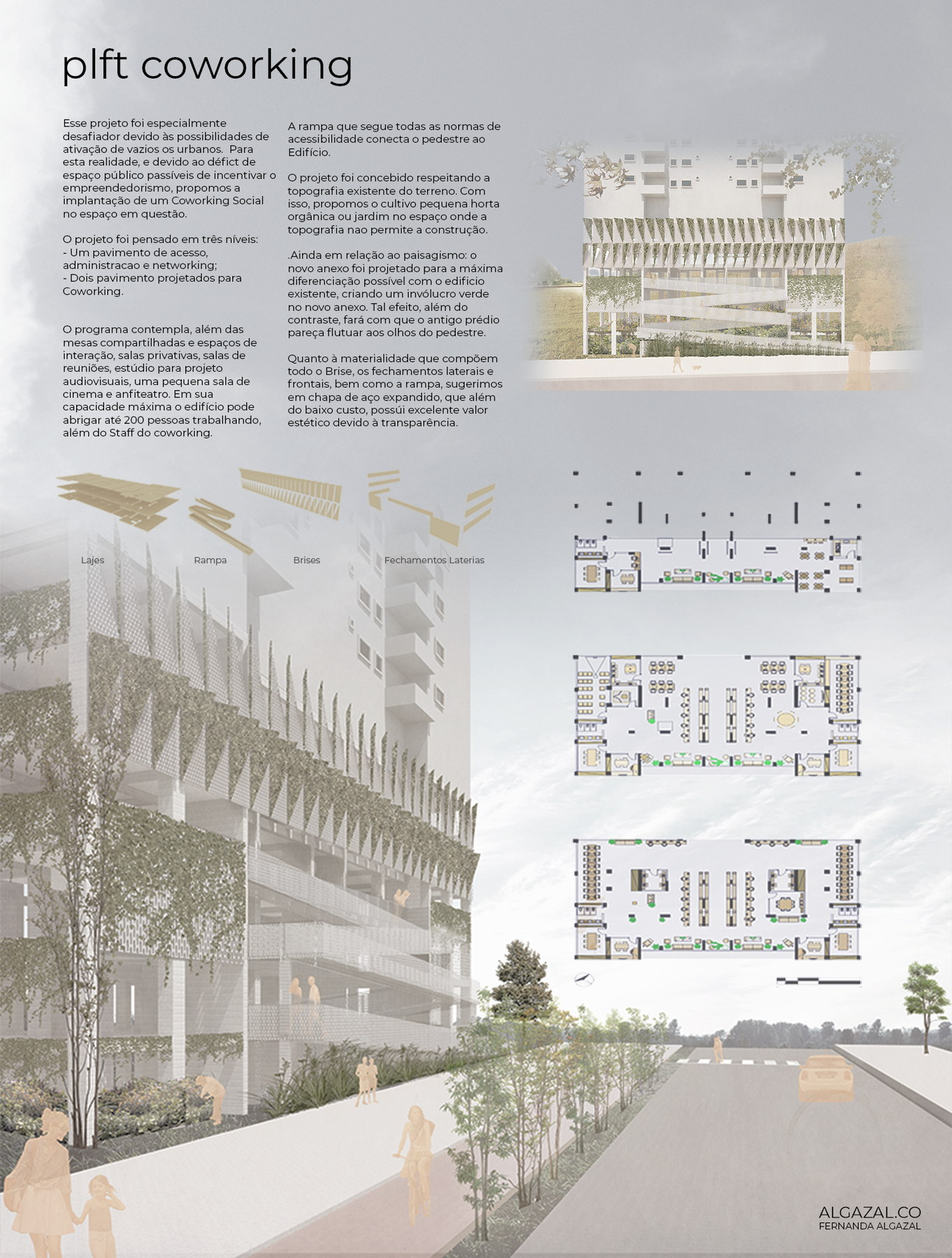 The competition board as delivered in February 2019: description, exploded assembly, the three plans and the street view