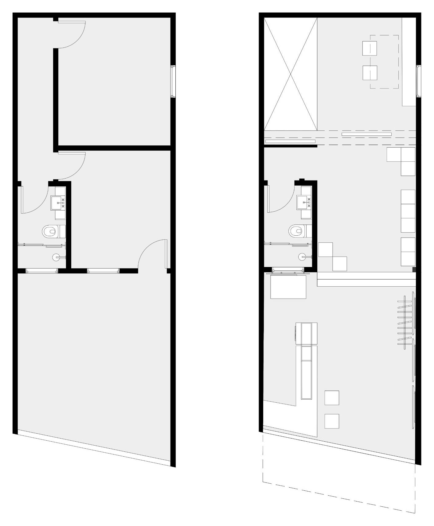 Gallery ADR — plans of the existing house and of the proposal, side by side