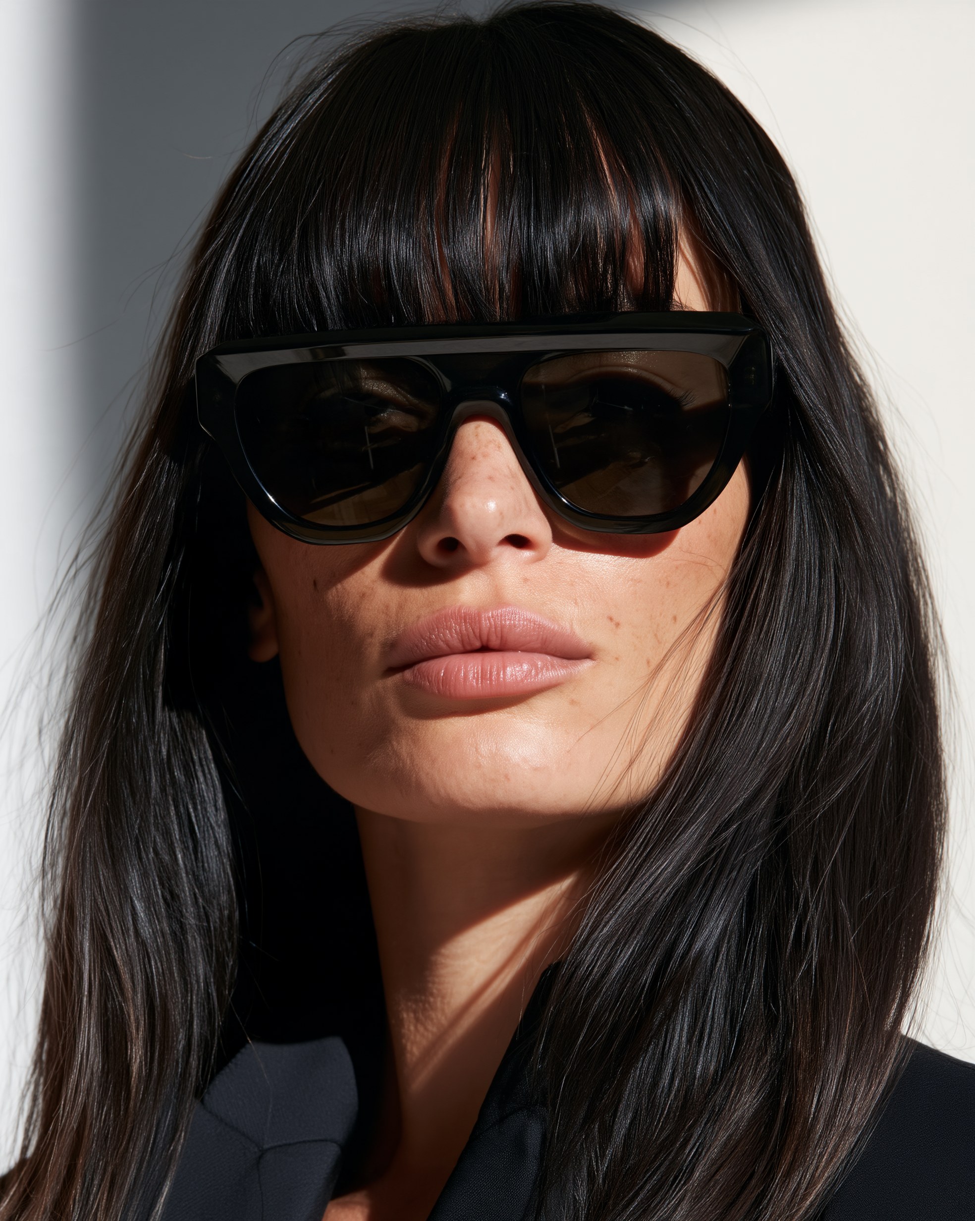 LINE AXIS — portrait of the frame worn, horizontal geometry across the face