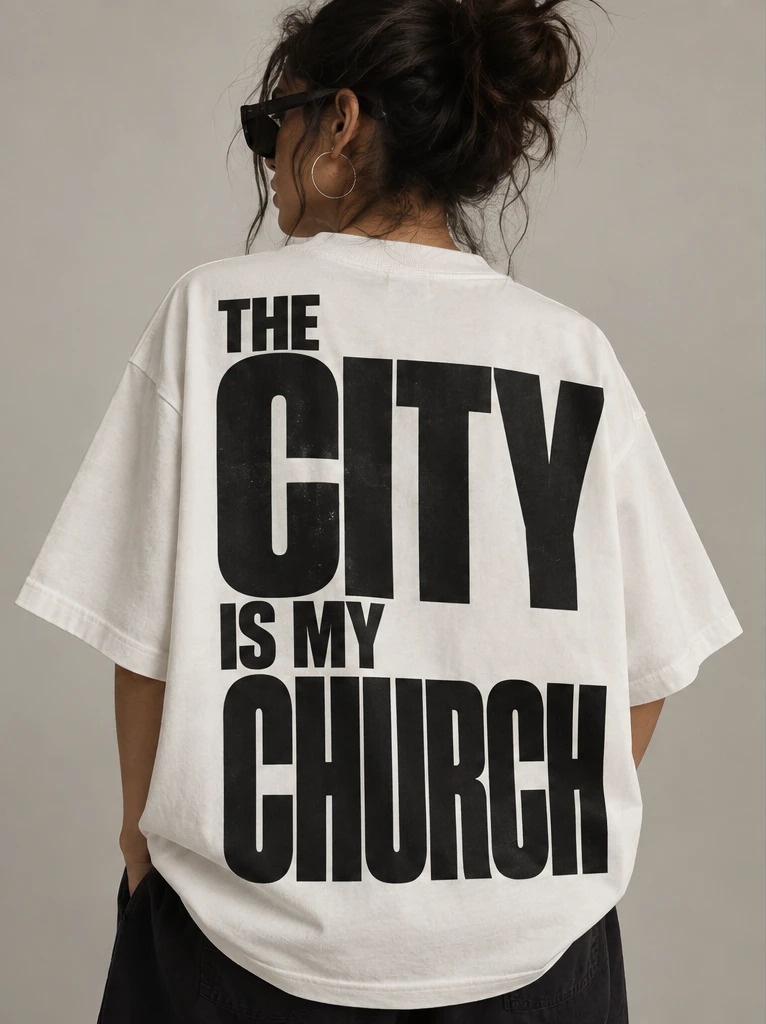 01 / The City Is My Church — back print: the title set in heavy condensed type across the whole back
