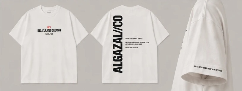 02 / Desaturated Creator — front, back and sleeve, flat