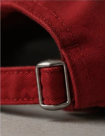 The cap — strap and buckle detail