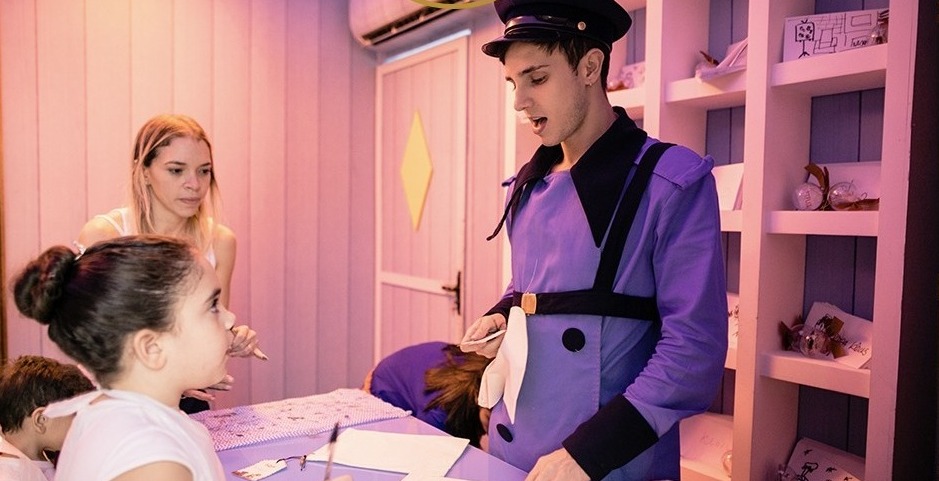 Jesper's post office, with the postman at the counter