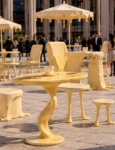 03. Les Tables Tordues — a table with a twisted stem and a perfectly level top