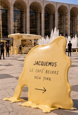 08. Lincoln Center — a melting sign points to the café