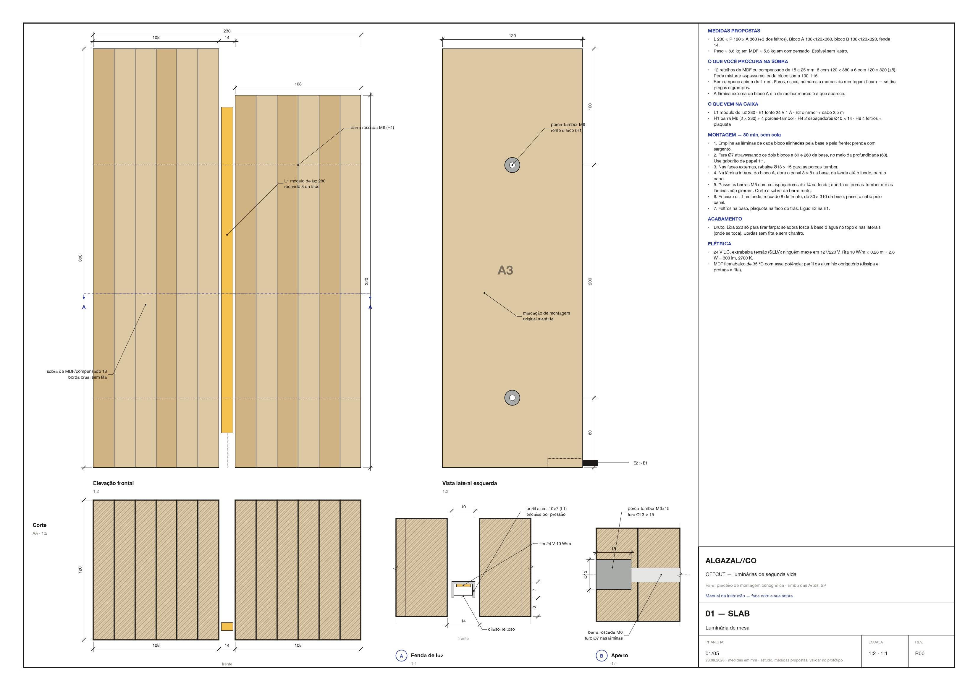 Instruction manual, sheet 01: SLAB table lamp