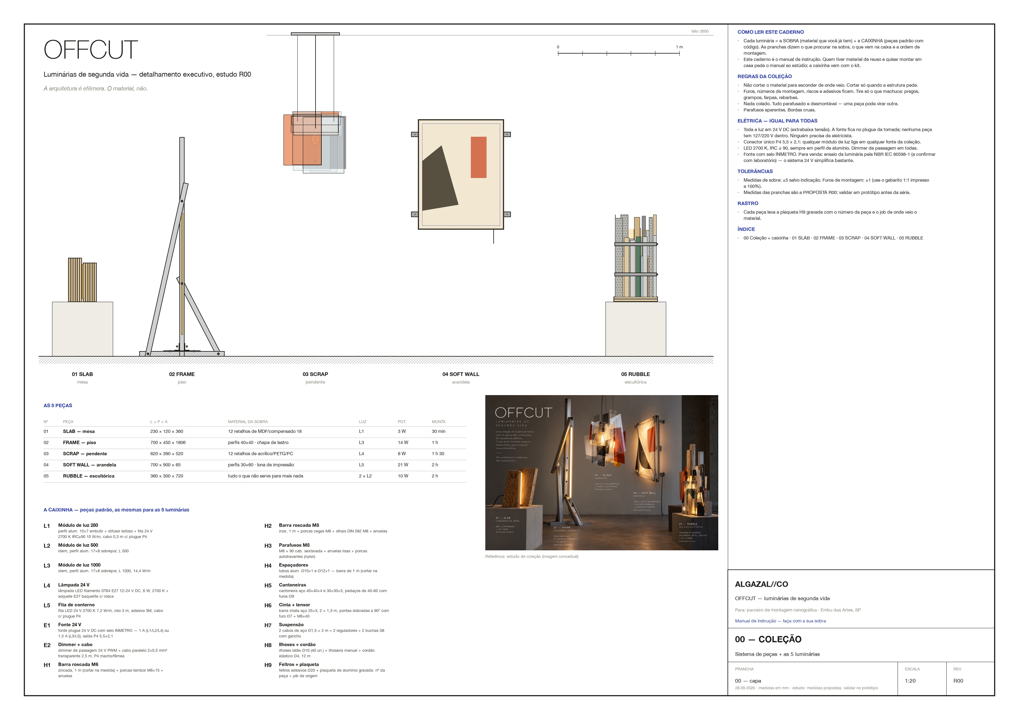 Instruction manual, sheet 00: the collection and the shared box of parts