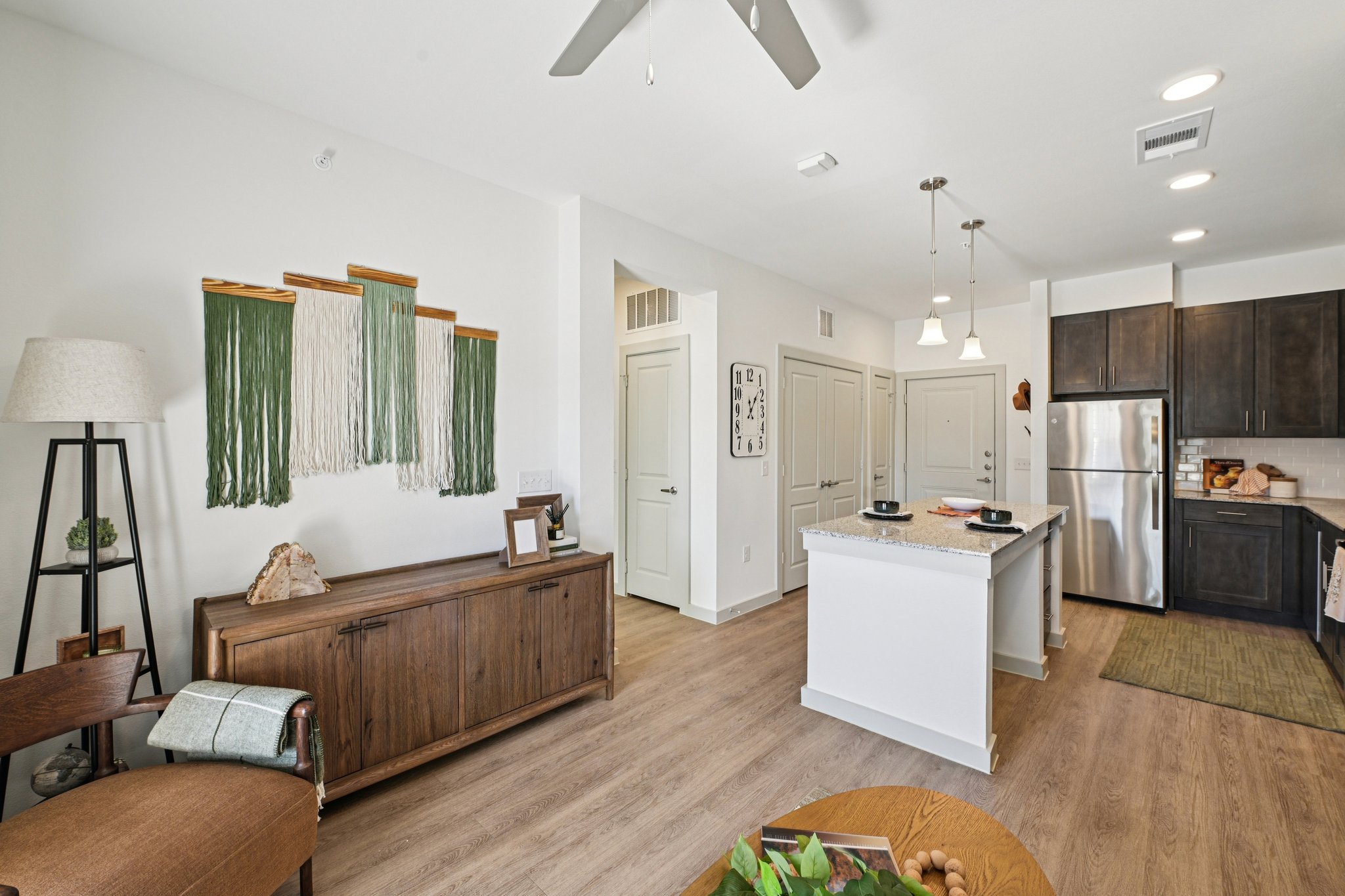Wide view kitchen with island