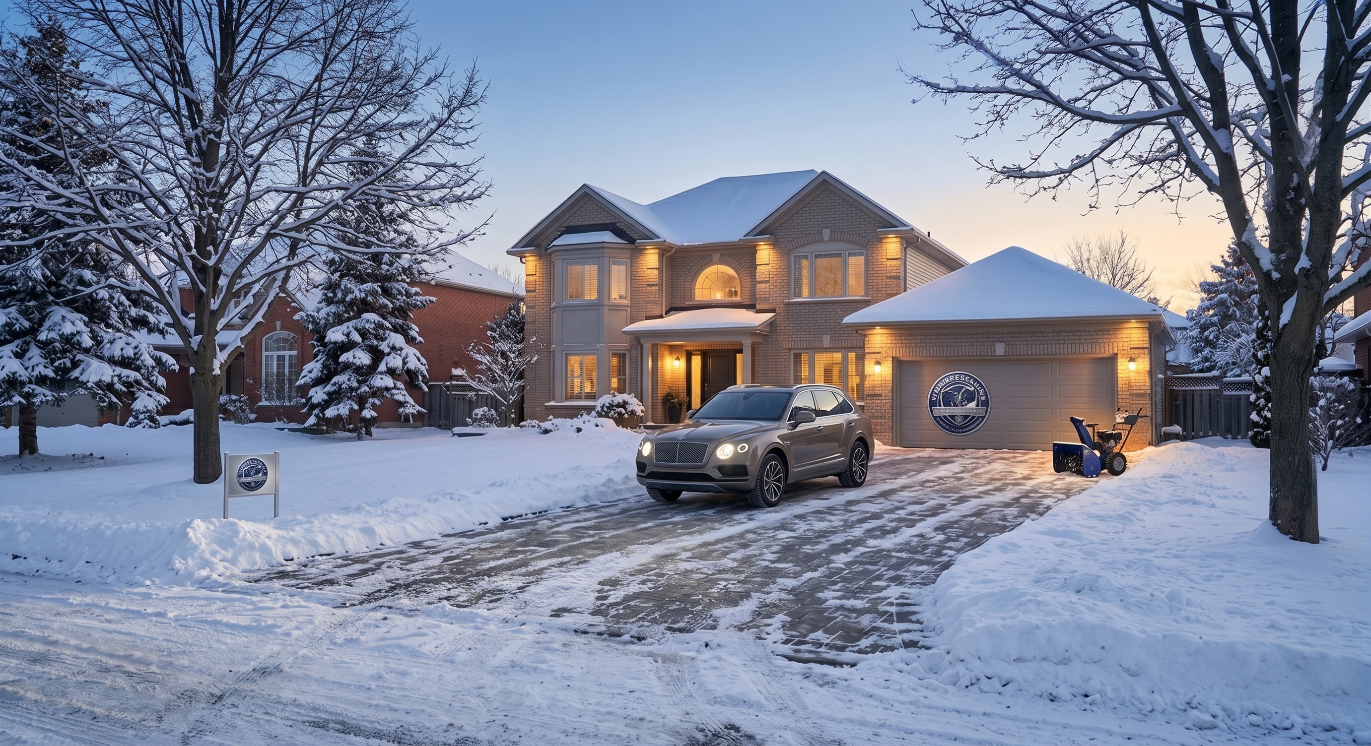 SnowRescue serviced residential property in Oakville with a cleared driveway after snowfall