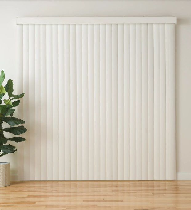 Vertical blinds for a patio door in a new construction home